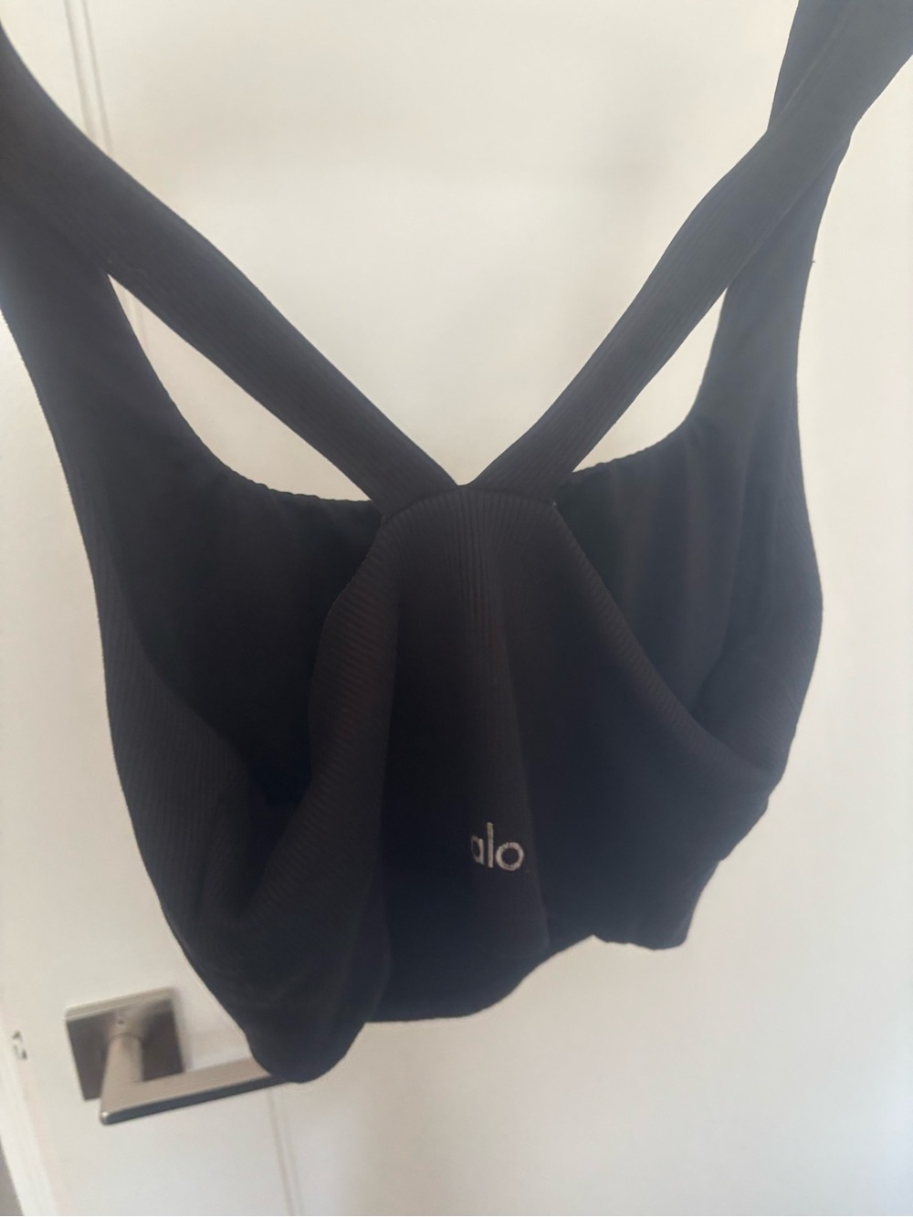 Alo black Alosoft Ribbed Chic Bra Tank - Picture 3 of 5